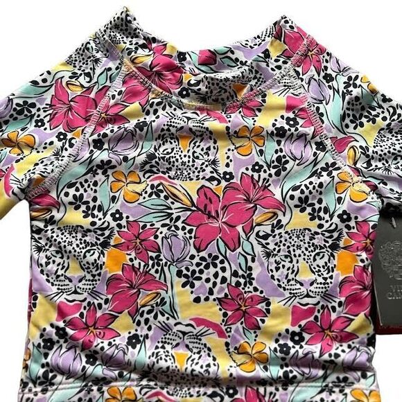 Vince Camuto Girl's Floral Tropical Jungle Print Rashguard SPF 50 Swim T… - Picture 4 of 12